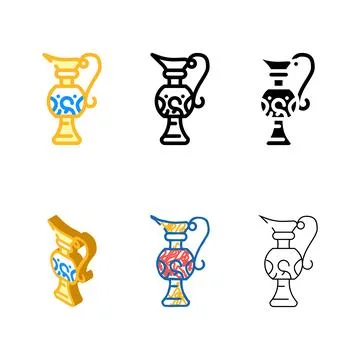 Ancient arabic jug set for beverage color icon vector Stock Illustration