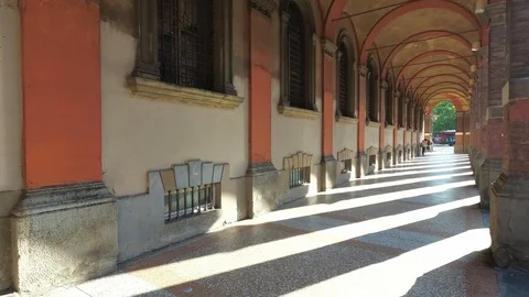 Ancient arcade of the university area Stock Footage 109222766