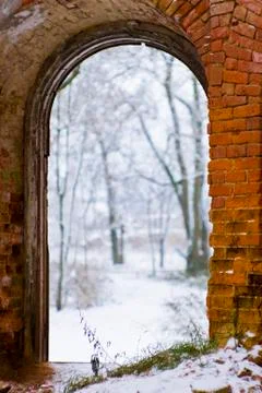 Ancient arch of brick Stock Photos