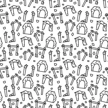 Ancient arch line vector doodle simple seamless pattern Ilustración de archivo