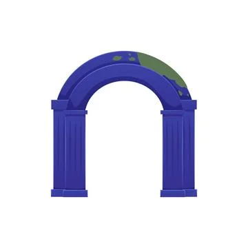Ancient arch ruin of Atlantis, vector stone archway building or monument wi.. Illustrazione stock