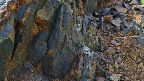 Ancient Archean Volcanic Rock Texture at Apolonivka Paleovolcano Ukraine 4K Stock Footage 336128836