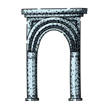 Ancient architectural arch structure with roman columns Stockillustratie