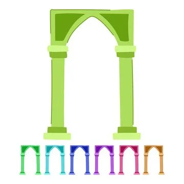 Ancient architectural archway with columns graphic Stock Illustration