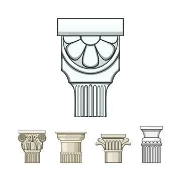 Ancient architectural column capitals vector illustration set 스톡 일러스트