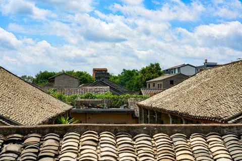 Ancient architectural complex of brick and tile houses in rural areas of so.. Foto stock