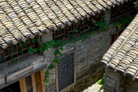 Ancient architectural complex of brick and tile houses in rural areas of so.. Stock-Fotos