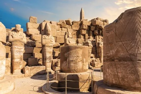 Ancient architectural scenery of the Third Pylon in Karnak Temple, Luxor, Egy Stock Photos
