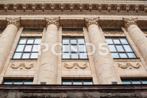 Ancient architecture building with windows in classic style Stock Photos