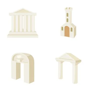 Ancient architecture elements set columns temple tower arch Stockillustratie