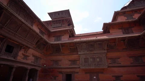 Ancient architecture inside Hanuman Dhoka Durbar Square in Kathmandu, Nepal Stock Footage 337227515