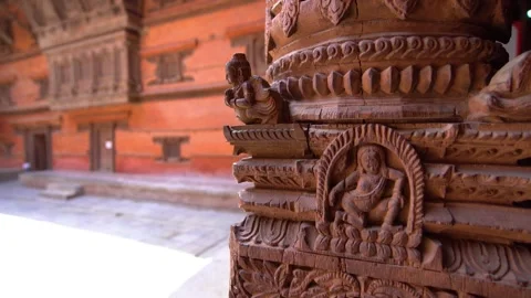 Ancient architecture inside Hanuman Dhoka Durbar Square in Kathmandu, Nepal Stock Footage 337227526