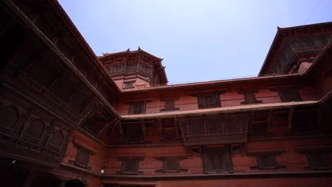 Ancient architecture inside Hanuman Dhoka Durbar Square in Kathmandu, Nepal Stock Footage 337227554