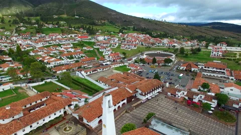 Ancient architecture in old town next to guatavita lagoon Stock Footage 232702261