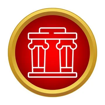 Ancient architecture temple icon in a red circle Stock Illustration
