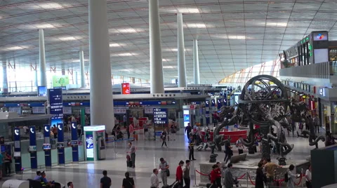 The ancient armillary sphere statue in Beijing International Airport. Stock Footage 65229191