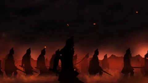 Ancient army on the march Stock Footage