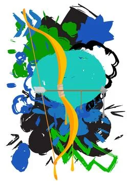 Ancient arrow graffiti. Abstract modern street art decoration performed in .. イラスト素材