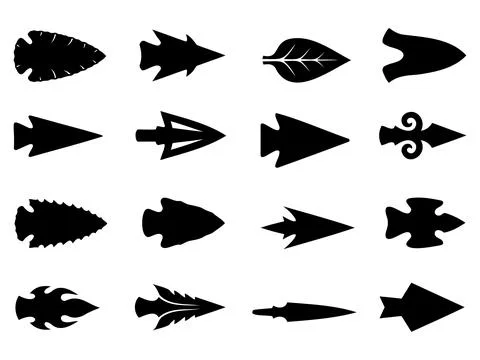 Ancient arrowhead silhouette set spear tip vector illustration Stock Illustration