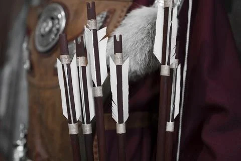 Ancient arrows close up view . Stock Photos