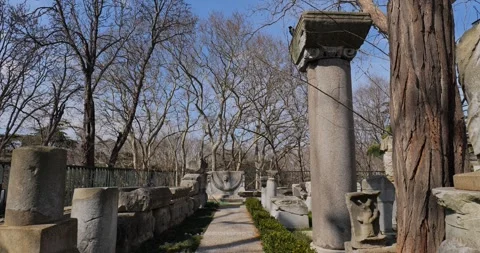 Ancient Artifacts and Statues in Garden of Istanbul Archaeology Museum Stock Footage 331224298