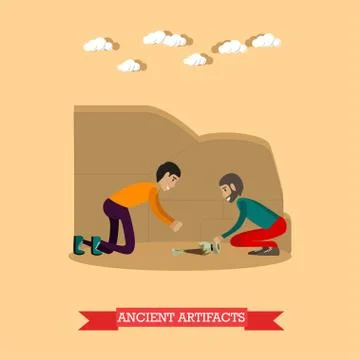 Ancient artifacts concept vector illustration in flat style Illustrazione stock
