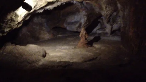 Ancient Artifacts of Red Cave Qizil Qoba in the dark , Crimea , Russia Stock Footage 82299133