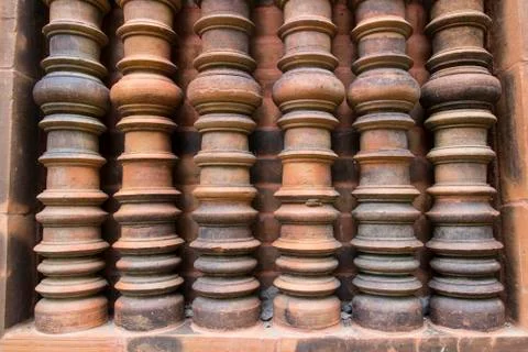 Ancient asian baluster on window frame Stock Photos