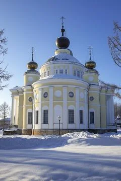 Ancient Assumption Cathedral close-up. Myshkin, Yaroslavl region, Russia Stock Photos