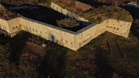Ancient Austrian fortification abandoned Stock Footage 143615764