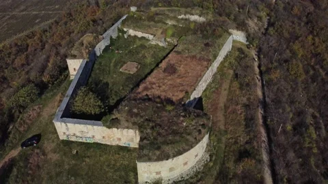 Ancient Austrian fortification abandoned Stock Footage 143832188