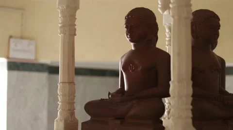 Ancient Authentic lord Buddha stone statues Stock Footage 55546189