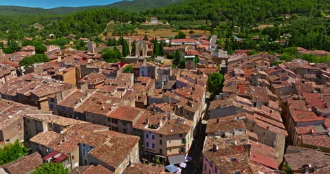 The ancient, authentic town of Aups in Provence, France, with traditional Stock Footage 328102738