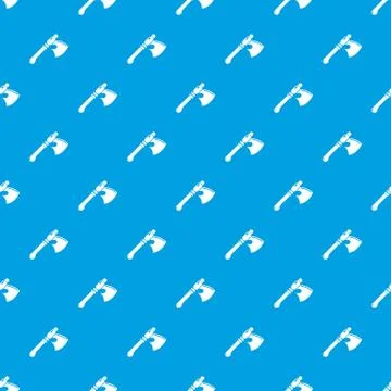 Ancient ax weapon pattern vector seamless blue Stock Illustration