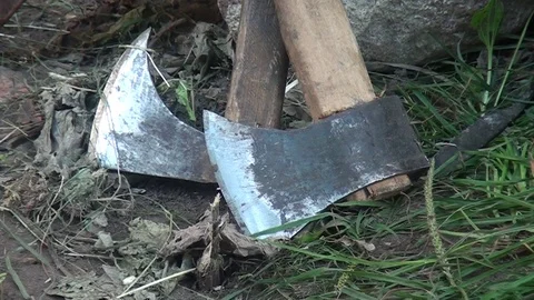 Ancient axes Video stock 95341445