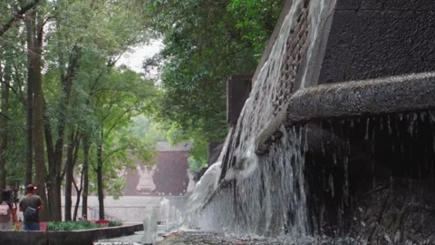 Ancient aztec fountain Chapultepec park Видео 346791122