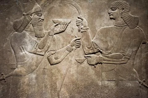 Ancient Babylonia and Assyria sculpture painting from Mesopotamia Stock Photos