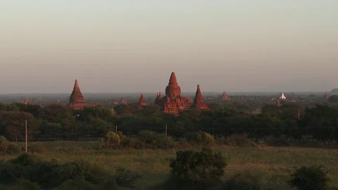 Ancient Bagan Temples, Myanmar Stock Footage 74099766