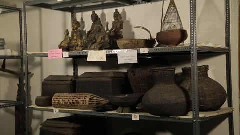 Ancient bamboo crafts and copper sculptures display in Majuli Assam 4k file 8 Stock Footage 339268040