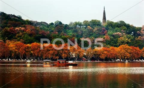 Ancient baochu pagoda west lake reflection hangzhou zhejiang china Stock Photos