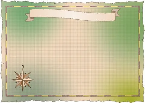 Ancient basic treasure map with title block, Illustration Stock Illustration