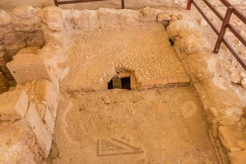 Ancient bath complex ruins at the Apollo Hylates Sanctuary in Cyprus, featuri Stock Photos