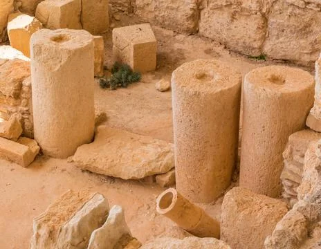 Ancient bath complex ruins at the Apollo Hylates Sanctuary in Cyprus, featuri Stock Photos