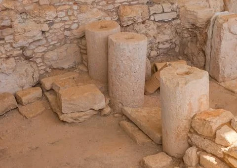 Ancient bath complex ruins at the Apollo Hylates Sanctuary in Cyprus, featuri Stock Photos
