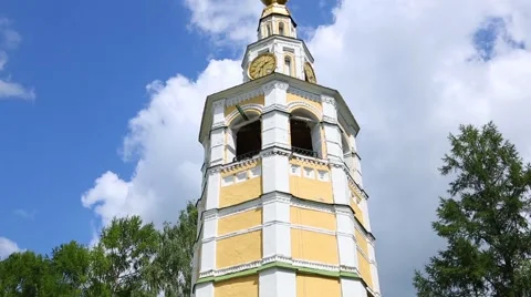 Ancient bell tower in ancient Uglich city in Russia Stock Footage 67089984