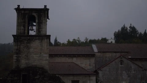 Ancient Bell Tower and part of a Church and Monastery Stock Footage 267717251