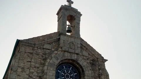 Ancient bell tower built on top of Gaztelugatxe island Stock Footage 208209609