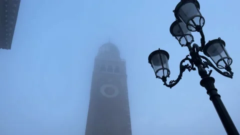 Ancient bell tower in the fog Stock-Footage 231485183