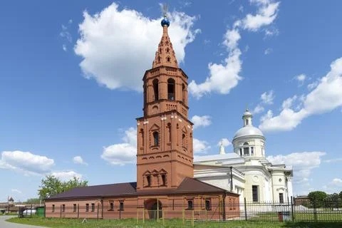 The ancient bell tower at St. Nicholas Cathedral. Epiphany, Tula region, Russ 库存照片