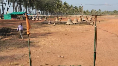 Ancient Bells on a temple Stock Footage 86240156